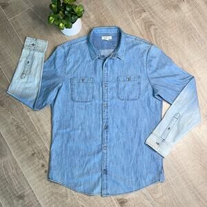 The Rail Light Wash Ombré Long Sleeve Collared Button Down Shirt Women’s Size XL